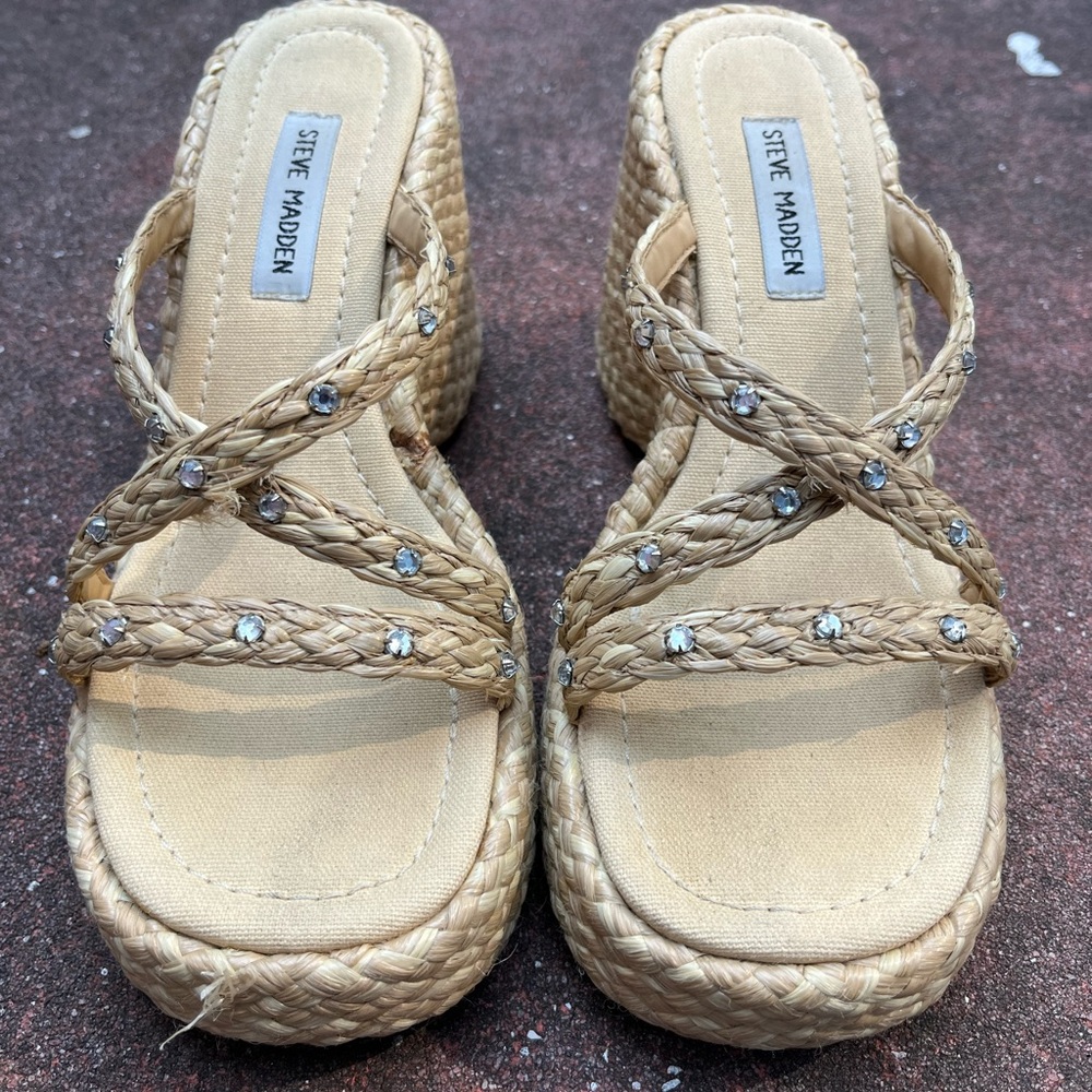Steve Madden Beige Espadrille Sandals